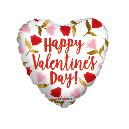 9" Happy Valentine's Day Roses Heart Foil Balloon (P18) | Buy 5 Or More Save 20%