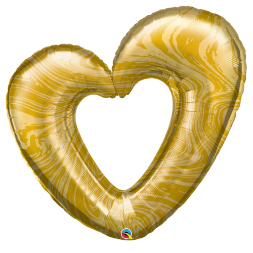 42" Qualatex Gold Open Marble Heart Foil Balloon (P16)