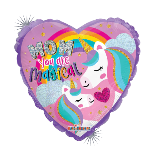 9" Conver Mom You Are Magical Unicorn Holographic Airfill Foil Balloon (WSLR3) | Clearance - While Supplies Last!