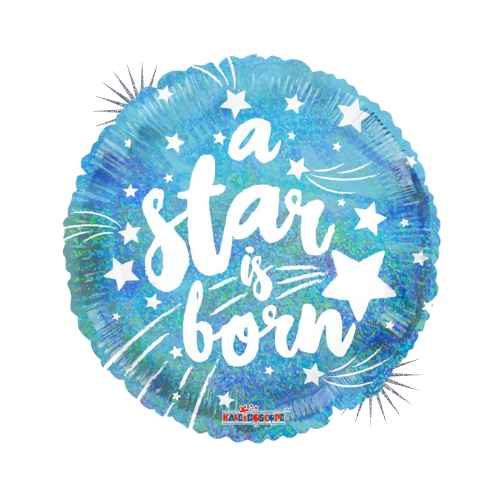 9" Blue A Star Is Born Holographic Airfill Foil Balloon | Buy 5 Or More Save 20%
