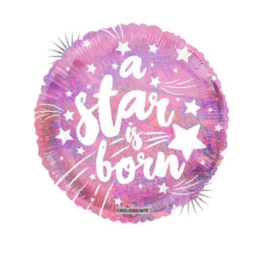 9" Pink A Star Is Born Holographic Airfill Foil Balloon | Buy 5 Or More Save 20%