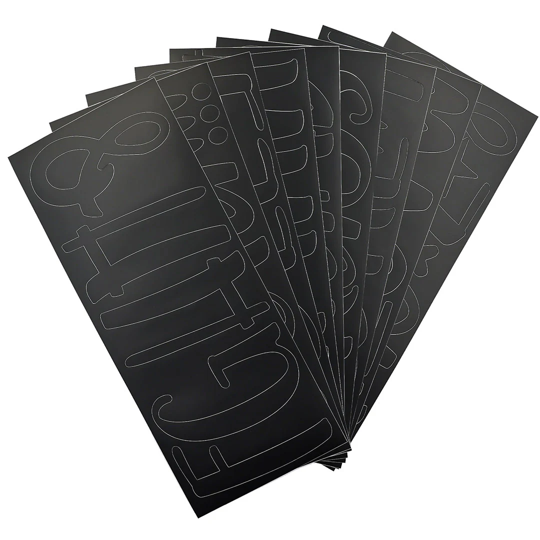 Pouf Black WHIMSICAL Letters Removable Adhesive Vinyl Stickers | 9 Sheets