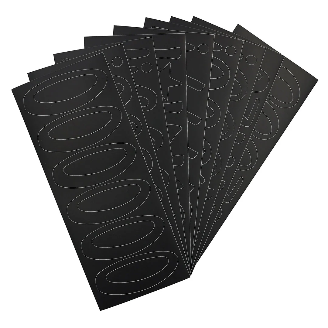 Pouf Black WHIMSICAL Numbers Removable Adhesive Vinyl Stickers | 9 Sheets