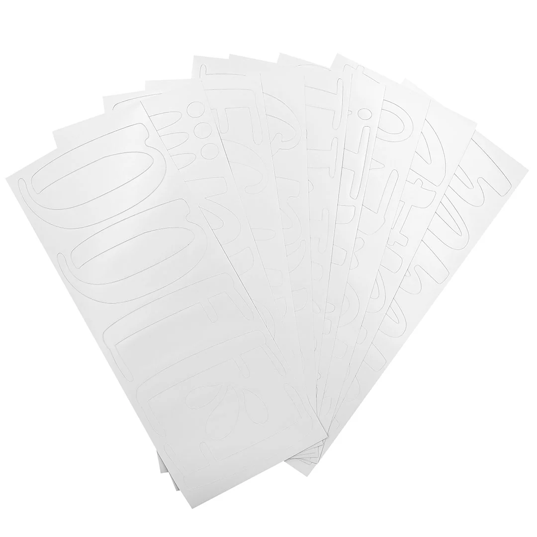 Pouf White WHIMSICAL Letters Removable Adhesive Vinyl Stickers | 9 Sheets
