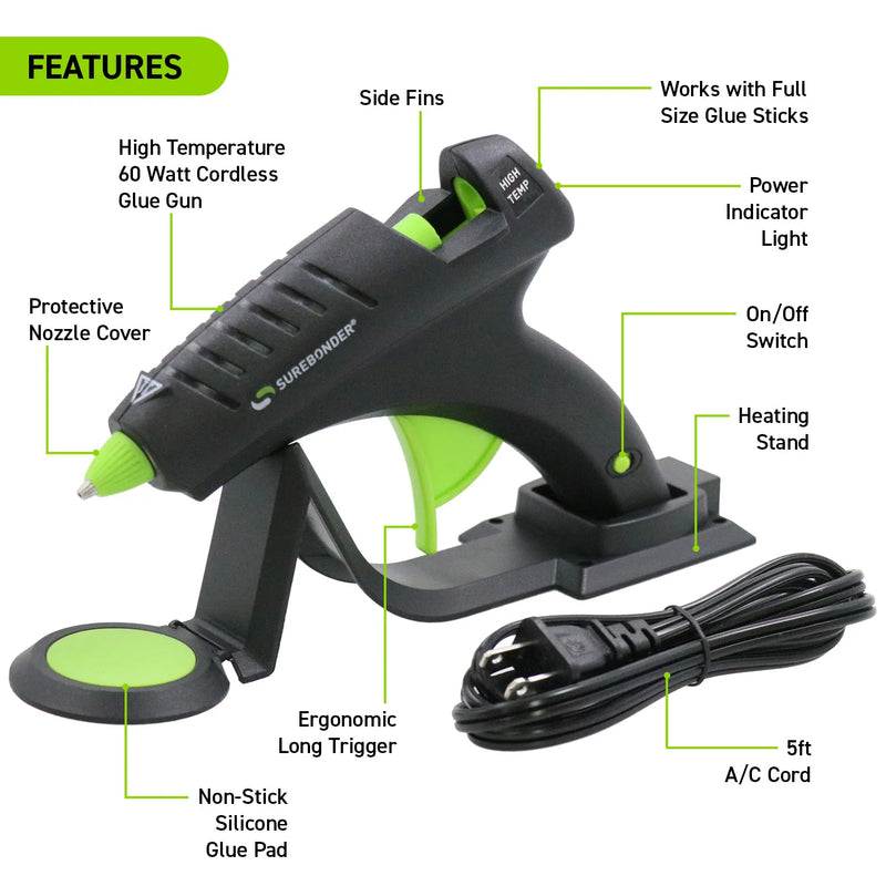 Surebonder 60 Watt Cordless/ Corded Full Size High Temprature Glue Gun | 1 Count