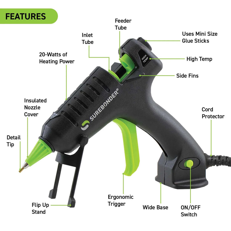 Surebonder 20 Watt Mini Fine Tip High temperature Hot Glue Gun | 1 Count