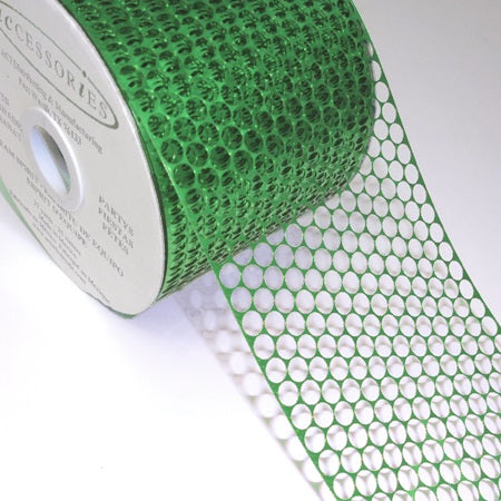 #40 ACI Emerald Green Honeycomb Punchinello Ribbon - 3 1/4" Wide x 50 Yards Long | 1 Spool