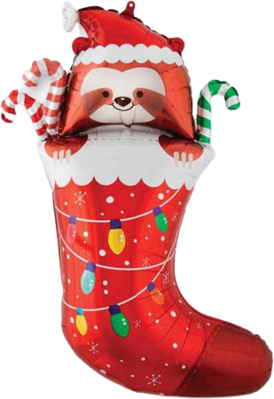 31" Sloth Stocking Christmas Foil Balloon (WSL) | Clearance - Final Sale