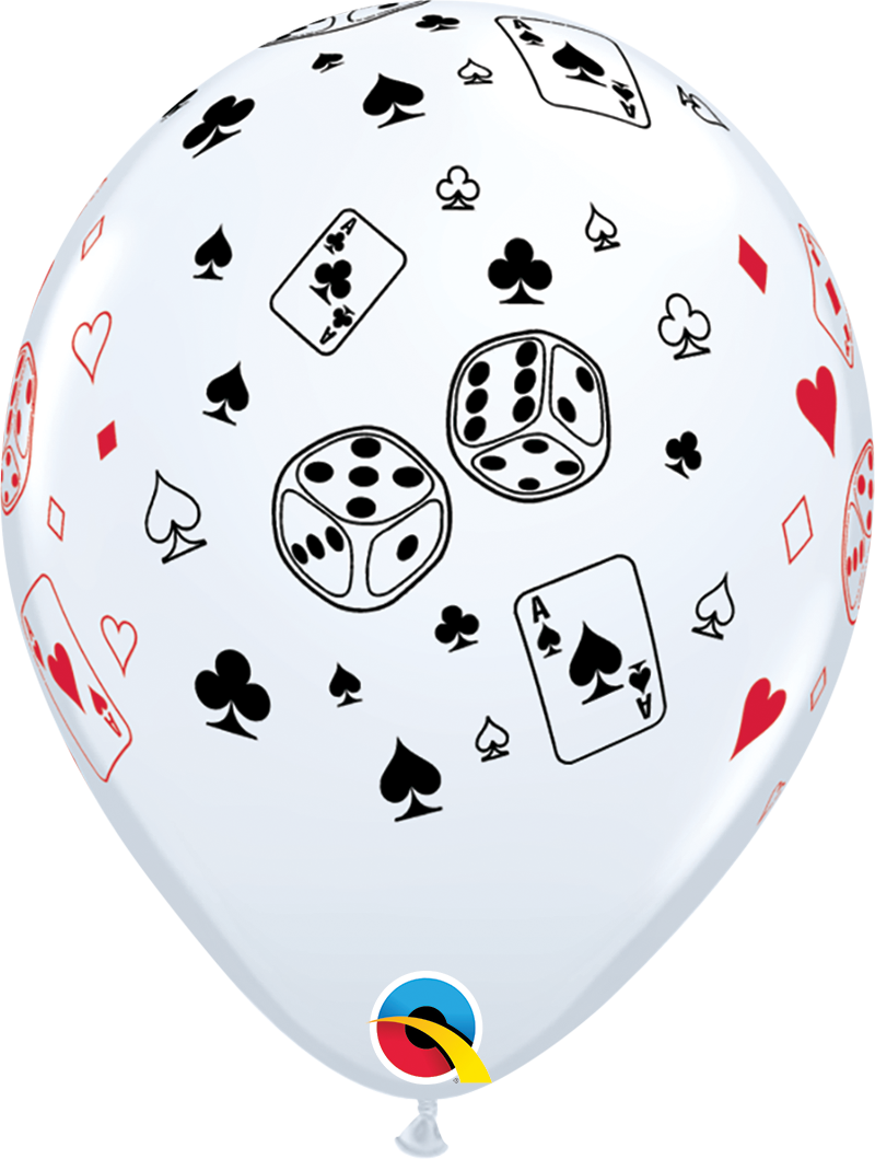11" Qualatex Cards & Dice Latex Balloon | 50 Count
