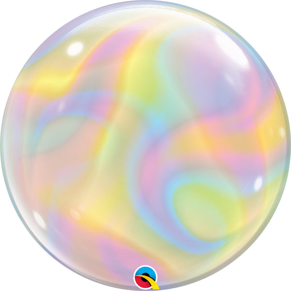Globo burbuja Qualatex con remolinos iridiscentes de 22"