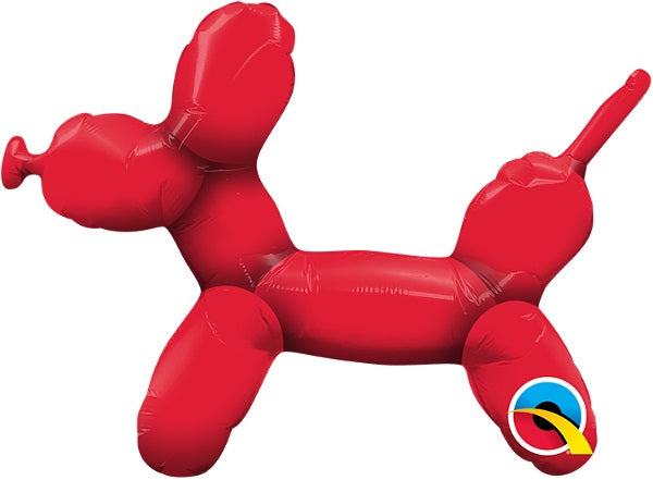 14" Red Balloon Dog Balloon Flat Foil Airfill Balloon (D) | Buy 5 Or More Save 20%