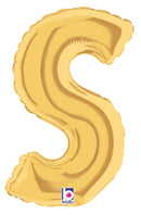 7" | 14"| 40" Gold Letter Foil Balloon - Megaloons Letters A -Z | 3 Sizes Available