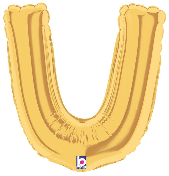 7" | 14"| 40" Gold Letter Foil Balloon - Megaloons Letters A -Z | 3 Sizes Available