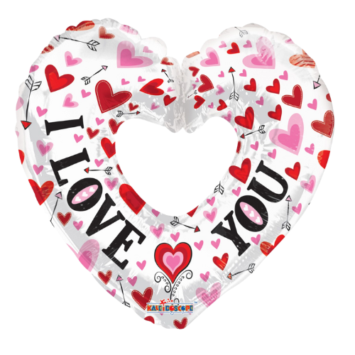 9" Conver I Love You White Heart With Hole Foil Airfill Balloon (S5R2) | Buy 5 Or More Save 20%