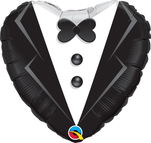 18" Wedding Tuxedo Heart Foil Balloon | Buy 5 Or More Save 20% (D)