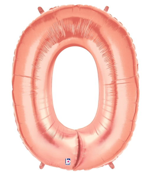 14" | 34" Betallic Rose Gold Number Balloons - Megaloons | 2 Sizes Available - Numbers 0-9