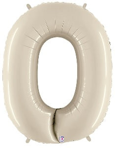 Globos con números de lámina de arena blanca de 34" - Megaloons | Números 0-9