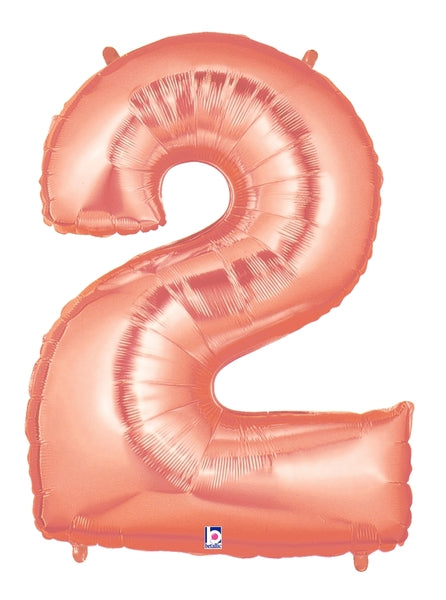 14" | 34" Betallic Rose Gold Number Balloons - Megaloons | 2 Sizes Available - Numbers 0-9