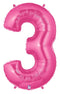 34" | 40" Hot Pink-Fuchsia Foil Number Balloon - Megaloons | Numbers 0-9