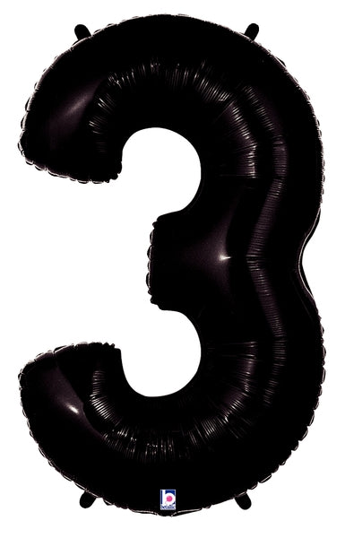 40" Black Number Foil Balloon - Megaloons | Numbers 0-9