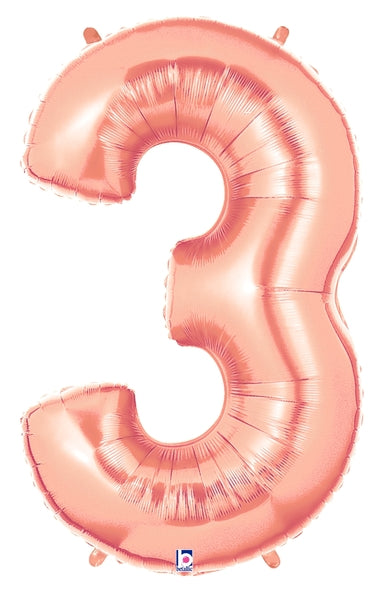 14" | 40" Rose Gold Number Balloons - Megaloons | 2 Sizes Available - Numbers 0-9