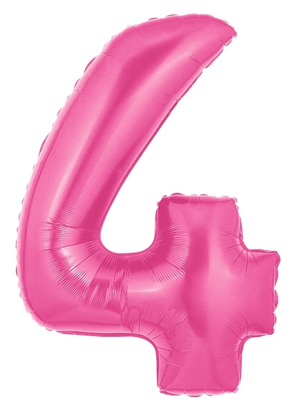 Globo con números de papel de aluminio rosa fucsia de 40" - Megaloons | Números 0-9 