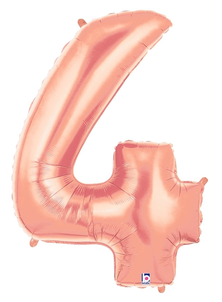 14" | 34" Betallic Rose Gold Number Balloons - Megaloons | 2 Sizes Available - Numbers 0-9