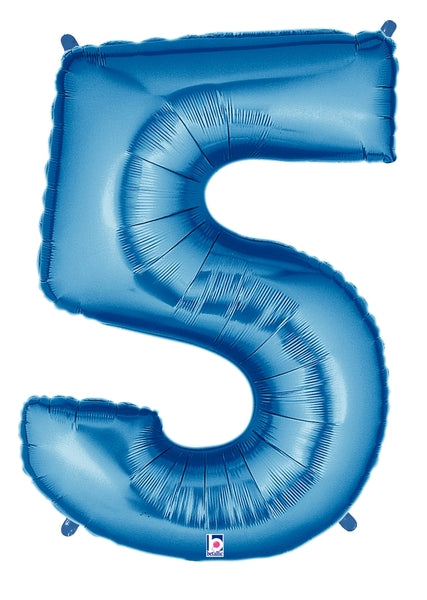 40" Blue Number Foil Balloon - Megaloons | Numbers 0 - 9