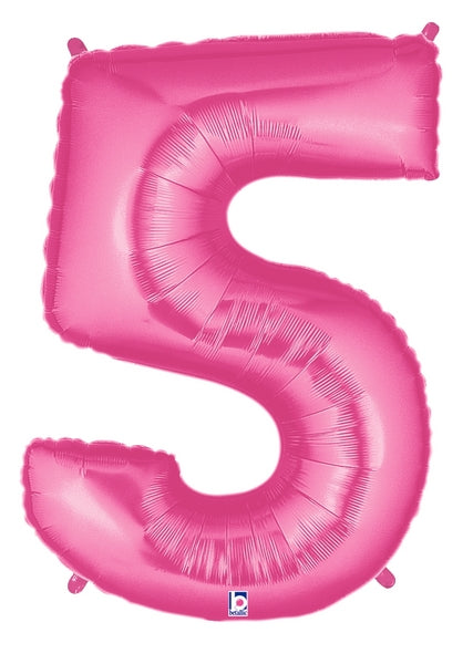 34" Betallic Hot Pink-Fuchsia Foil Number Balloon - Megaloons | Numbers 0-9
