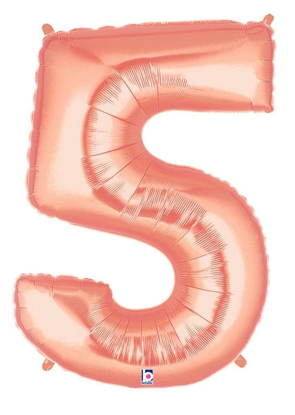14" | 34" Betallic Rose Gold Number Balloons - Megaloons | 2 Sizes Available - Numbers 0-9