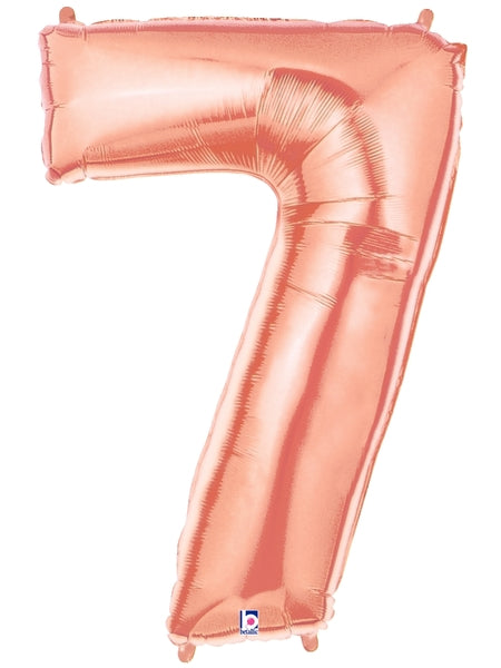 14" | 34" Betallic Rose Gold Number Balloons - Megaloons | 2 Sizes Available - Numbers 0-9