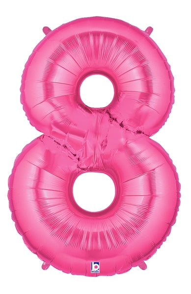 34" Betallic Hot Pink-Fuchsia Foil Number Balloon - Megaloons | Numbers 0-9