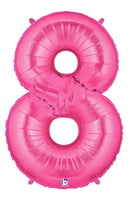 34" | 40" Hot Pink-Fuchsia Foil Number Balloon - Megaloons | Numbers 0-9