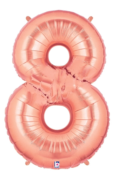 14" | 34" Betallic Rose Gold Number Balloons - Megaloons | 2 Sizes Available - Numbers 0-9