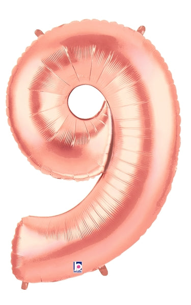 14" | 34" Betallic Rose Gold Number Balloons - Megaloons | 2 Sizes Available - Numbers 0-9