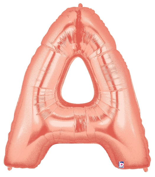 Globos con letras de oro rosa de 14" | 40" - Megaloons | 2 Tamaños Disponibles - Letras AZ 