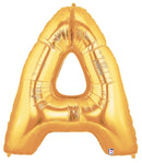 7" | 14"| 40" Gold Letter Foil Balloon - Megaloons Letters A -Z | 3 Sizes Available