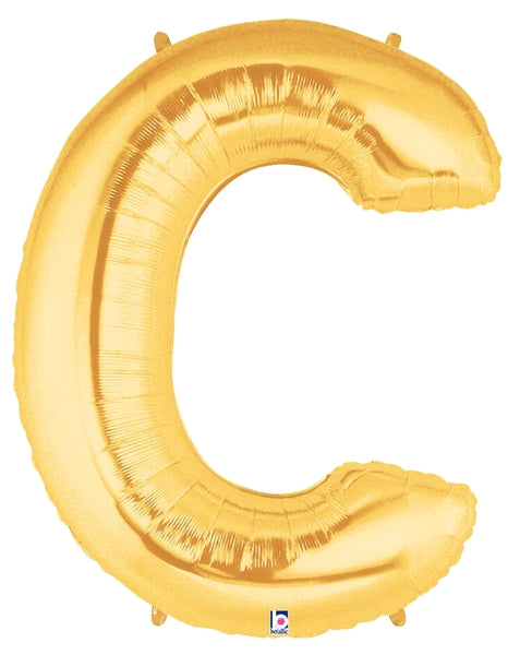 7" | 14"| 40" Gold Letter Foil Balloon - Megaloons Letters A -Z | 3 Sizes Available