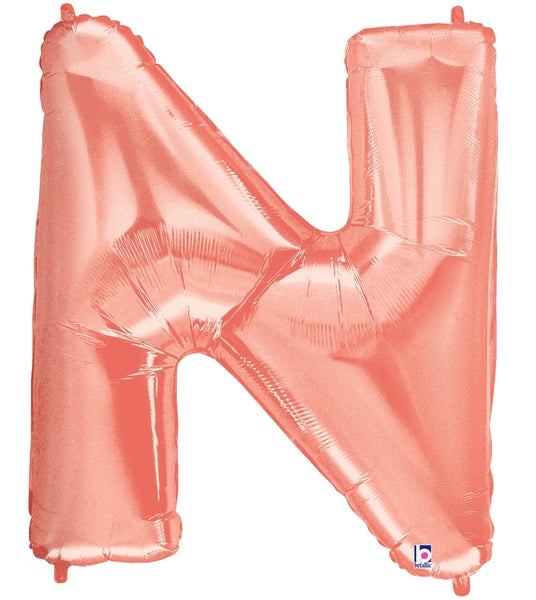 14" | 34" Betallic Rose Gold Letter Balloons - Megaloons | 2 Sizes Available - Letters A-Z