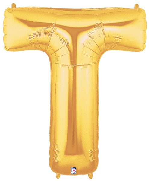7" | 14"| 40" Gold Letter Foil Balloon - Megaloons Letters A -Z | 3 Sizes Available