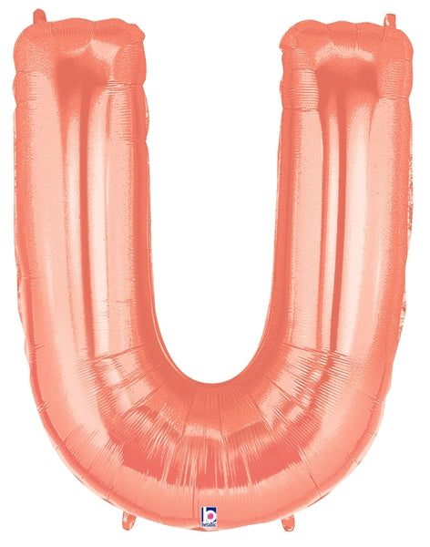 Globos con letras de oro rosa de 14" | 40" - Megaloons | 2 Tamaños Disponibles - Letras AZ 
