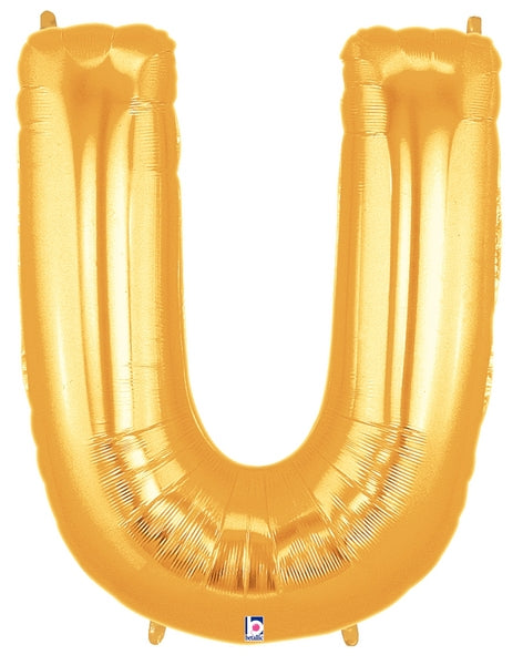 7" | 14"| 40" Gold Letter Foil Balloon - Megaloons Letters A -Z | 3 Sizes Available
