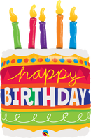 35" Birthday Cake & Candles Foil Balloon