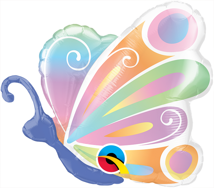 Globo de relleno con aire de lámina plana con mariposa hermosa de 14" (P16) | Compre 5 o más y ahorre 20 %