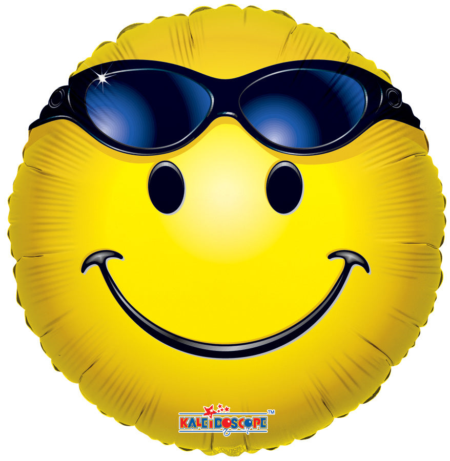 18" Smiley With Glasses Foil Balloon | Buy 5 Or More Save 20%