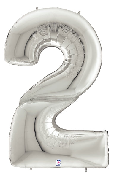 53" Silver Gigaloons Foil Number Balloon | Numbers 0-9