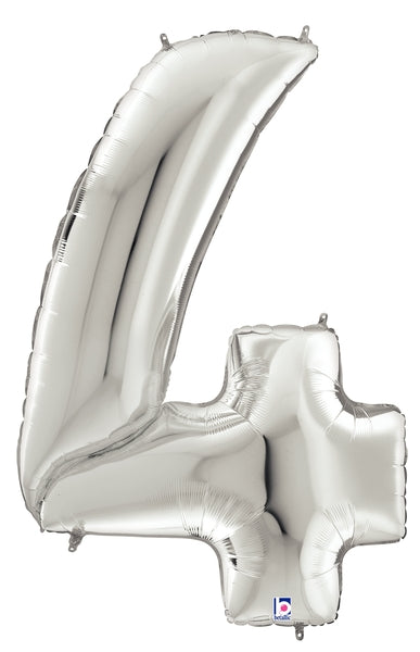 53" Silver Gigaloons Foil Number Balloon | Numbers 0-9
