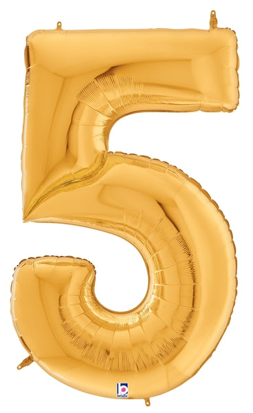 53" Gold Gigaloons - Foil Number Balloons | Numbers 0-9