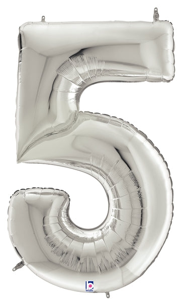53" Silver Gigaloons Foil Number Balloon | Numbers 0-9
