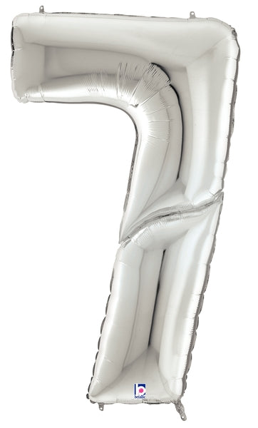 53" Silver Gigaloons Foil Number Balloon | Numbers 0-9